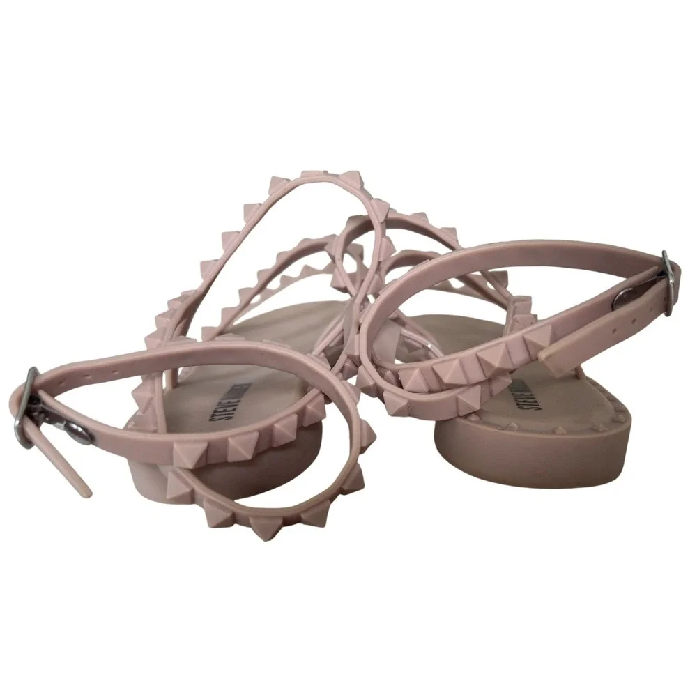 Steve Madden Travel J strappy studded neutral sandal women's SZ:‎ 7